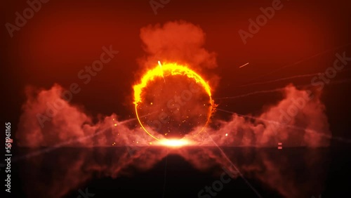 Explosion Intro, Reveal Smoke Nuclear Animation, Red Smoke Reveal for Logo or Tittle photo
