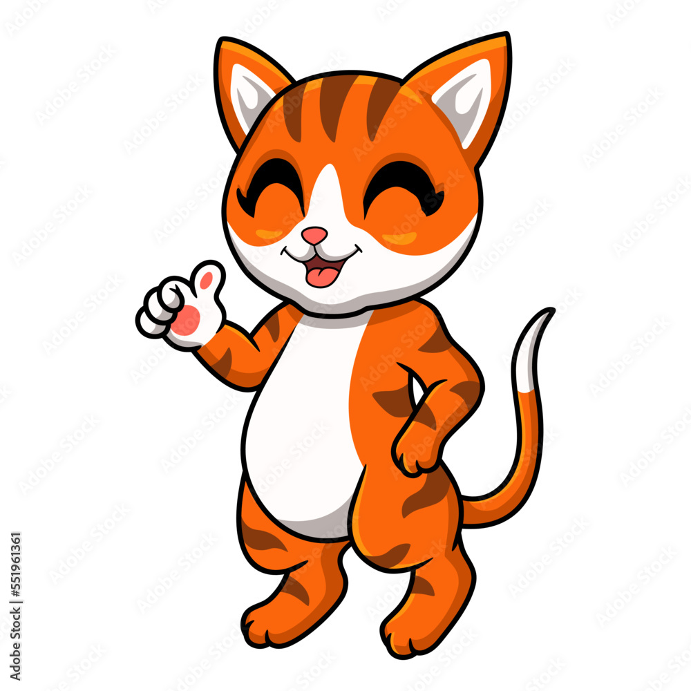Cute orange tabby cat cartoon giving thumbs up Cute orange tabby cat cartoon giving thumbs up