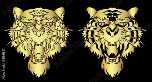 Tiger face sticker vector.Tiger head traditional tattoo.Vector of Japanese tiger for sticker or printing on T-shirt.