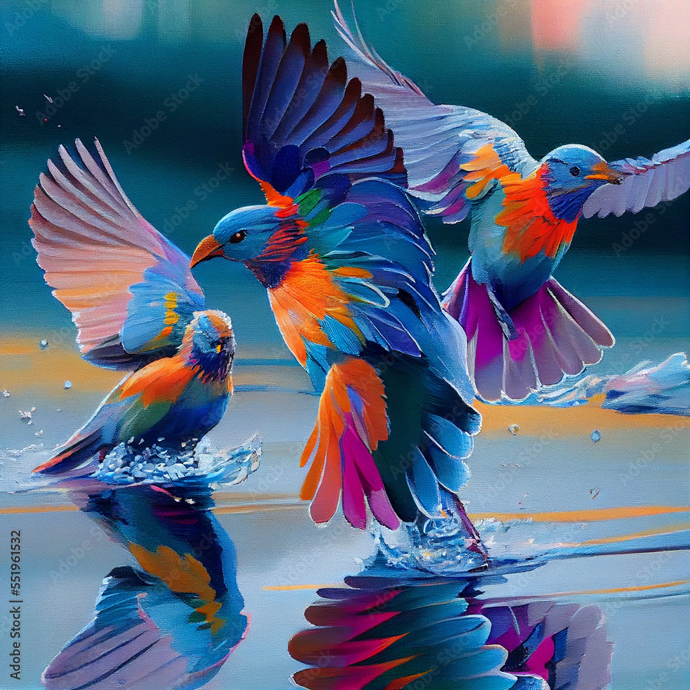 Obraz premium Colourful Birds Flying