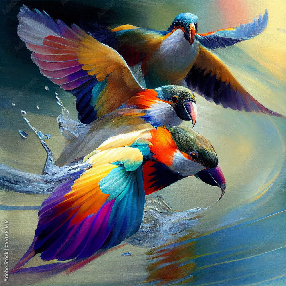 Obraz premium Colourful Birds Flying