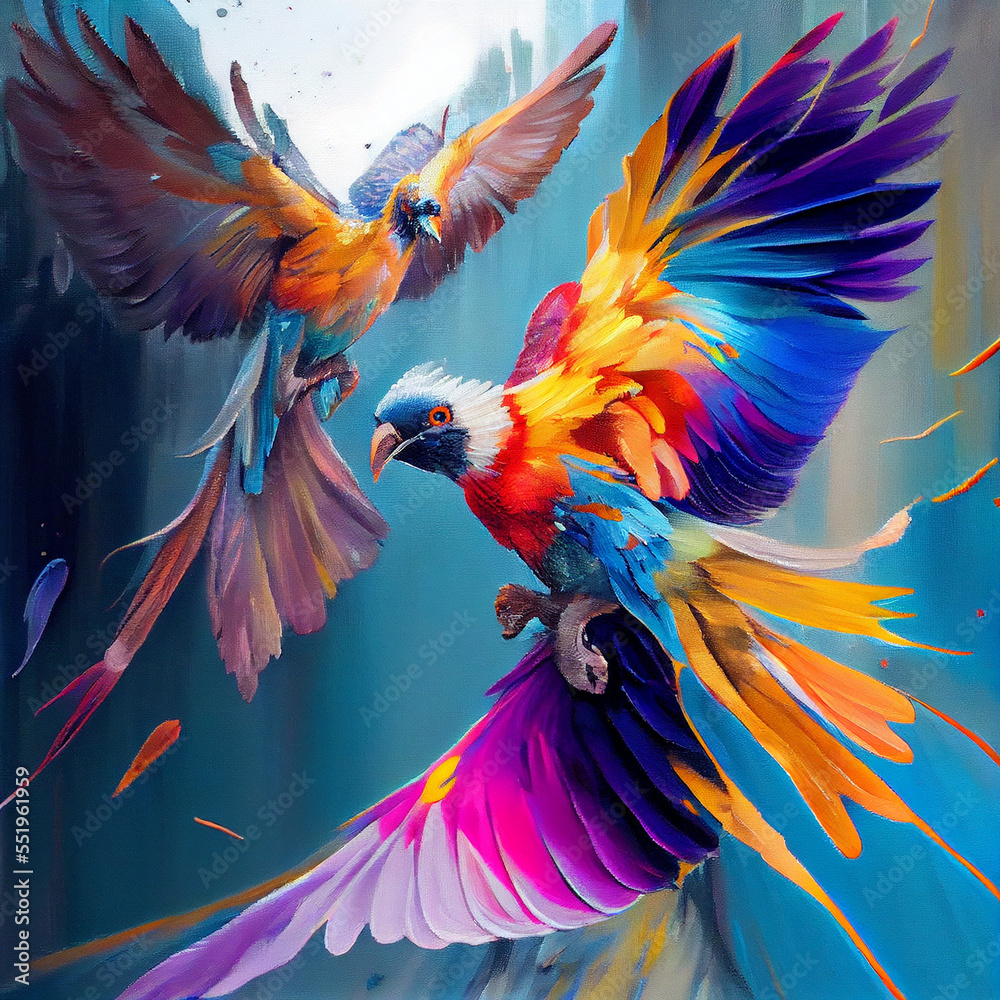 Obraz premium Colourful Birds Flying