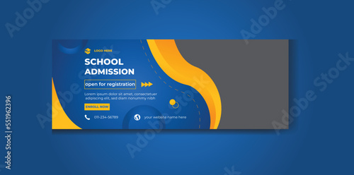 Kids School Admission social media cover page  and web banner template