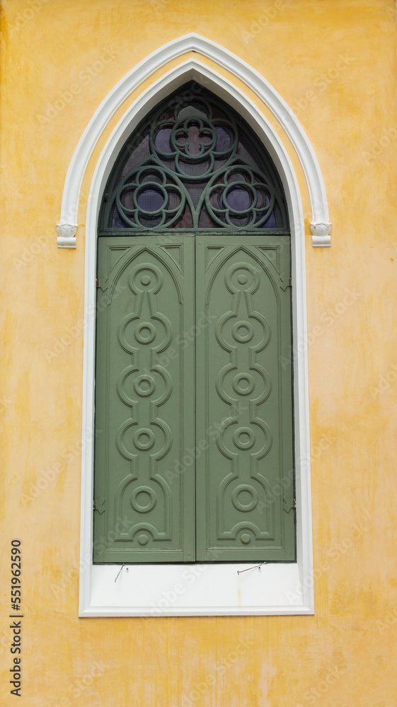 church window On an orange background. church window On an orange background.