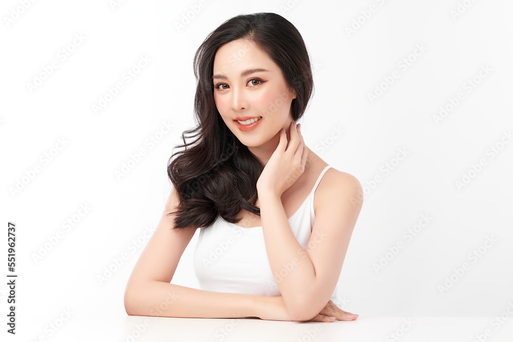 Beautiful young asian woman with clean fresh skin on white background, Face care, Facial treatment, Cosmetology, beauty and spa, Asian women portrait. Beautiful young asian woman with clean fresh skin on white background, Face care, Facial treatment, Cosmetology, beauty and spa, Asian women portrait.