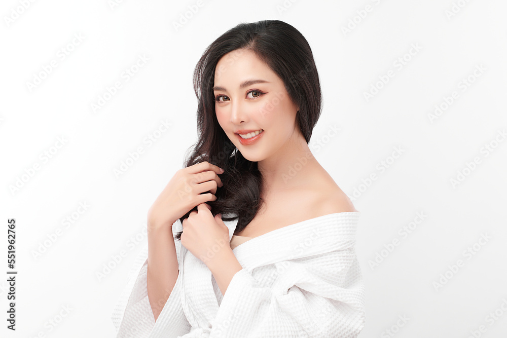 Beautiful young asian woman with clean fresh skin on white background, Face care, Facial treatment, Cosmetology, beauty and spa, Asian women portrait. Beautiful young asian woman with clean fresh skin on white background, Face care, Facial treatment, Cosmetology, beauty and spa, Asian women portrait.