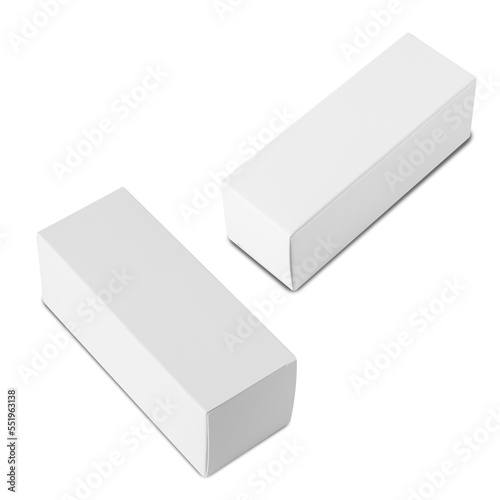 Set of White box mockup isolated on white background with clipping path.