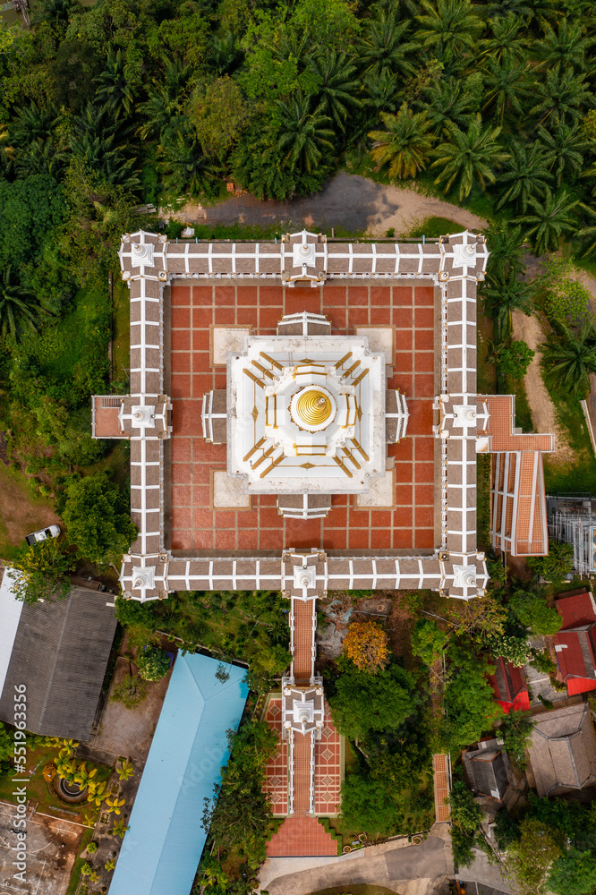Aerial view of Wat Laem Sak temple in Krabi province, Thailand