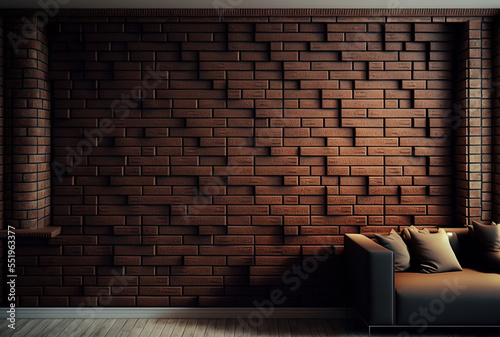 Wall of brown brick. Generative AI