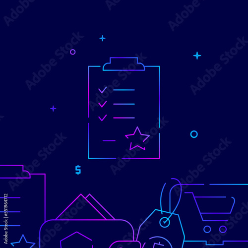 Shopping list, wishlist gradient line icon, vector illustration
