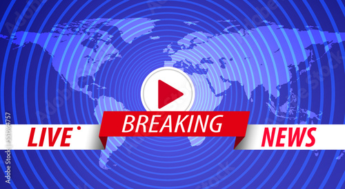 breaking news and world map background in the news studio room	