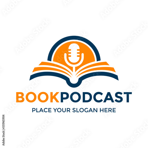Book Podcast Logo Vector.