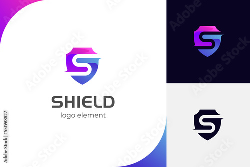 Simple Letter S Shield logo icon design for security, cyber defend logo