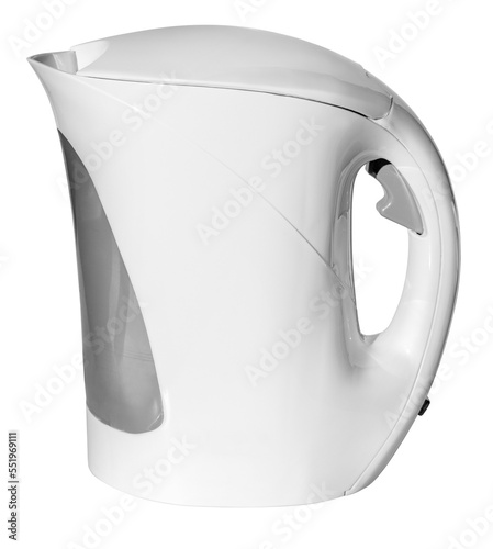 Fotografie White, plastic electric kettle isolated
