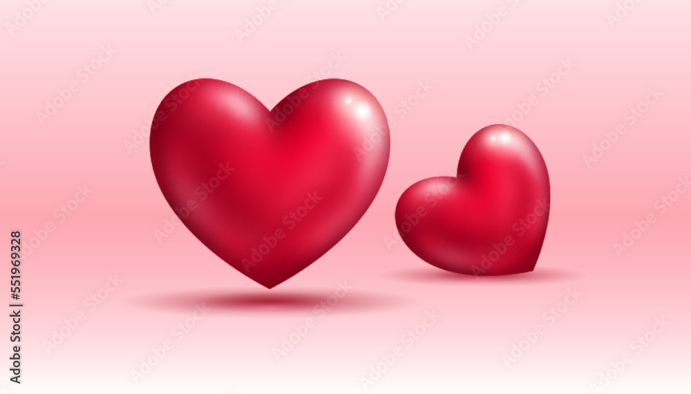 realistic 3d red heart shape balloon render style