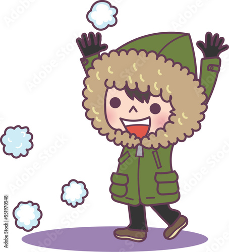 雪合戦をする男の子
