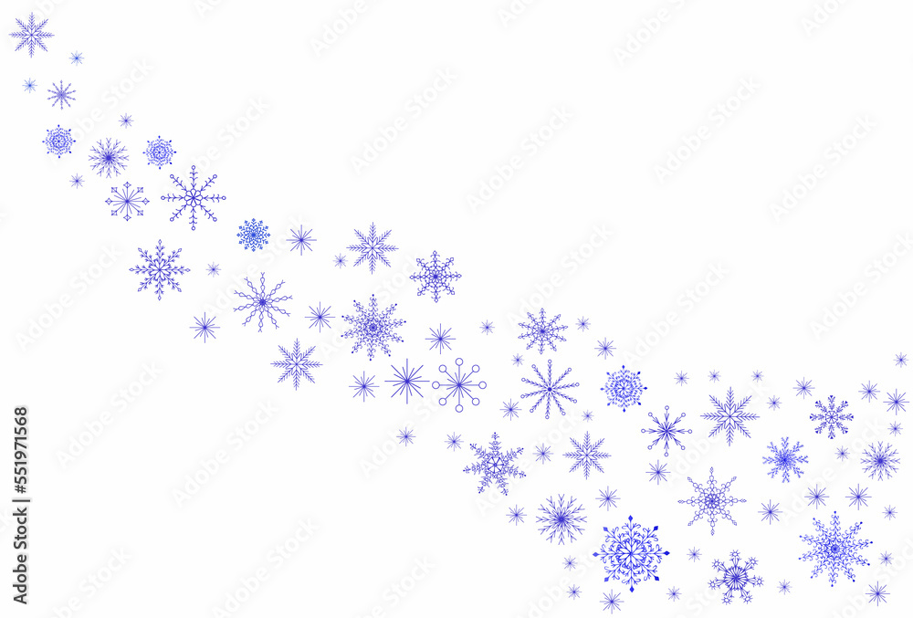 Winter holiday background with snow and flying snowflakes. For greeting cards, layouts, backgrounds, invitations