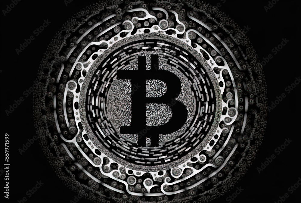 Obraz premium Bitcoin logo on a background of black and white. Generative AI