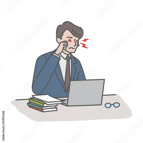 目が乾いて痒くなったドライアイの若い男性