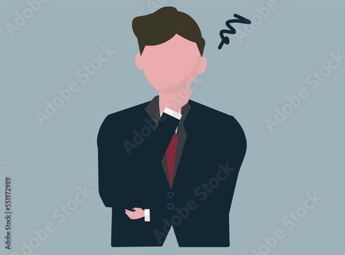困っているビジネスマンの男性。ベクターイラスト