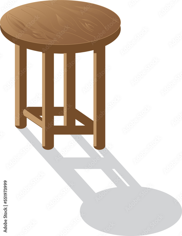 This is a vector graphic design of a chair made of brown wood which is