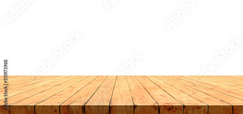 Wooden floor in front of white backgrounds  for display products.