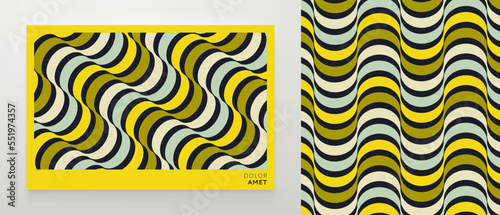 Abstract dynamic template with wavy curved ribbons. Modern cover design. 3d vector illustration.