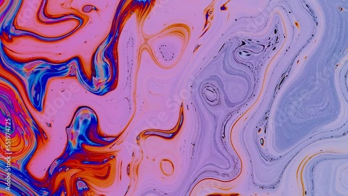 Fluid art drawing video, abstract acrylic texture with colorful waves. Liquid paint mixing backdrop with splash and swirl. background motion overflowing colors
