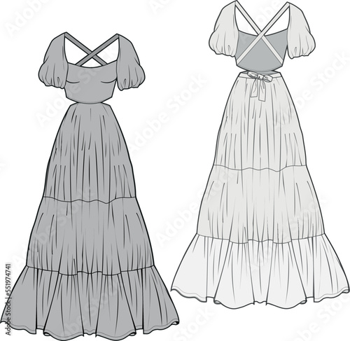 illustration of a dress, beach dress, summer design