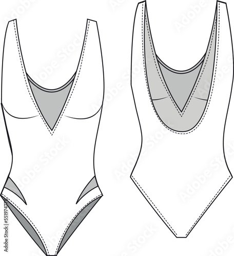 women bodywear drawing, tulle detail, swimsuits, summer