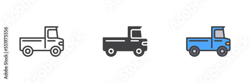 Pickup truck different style icon set
