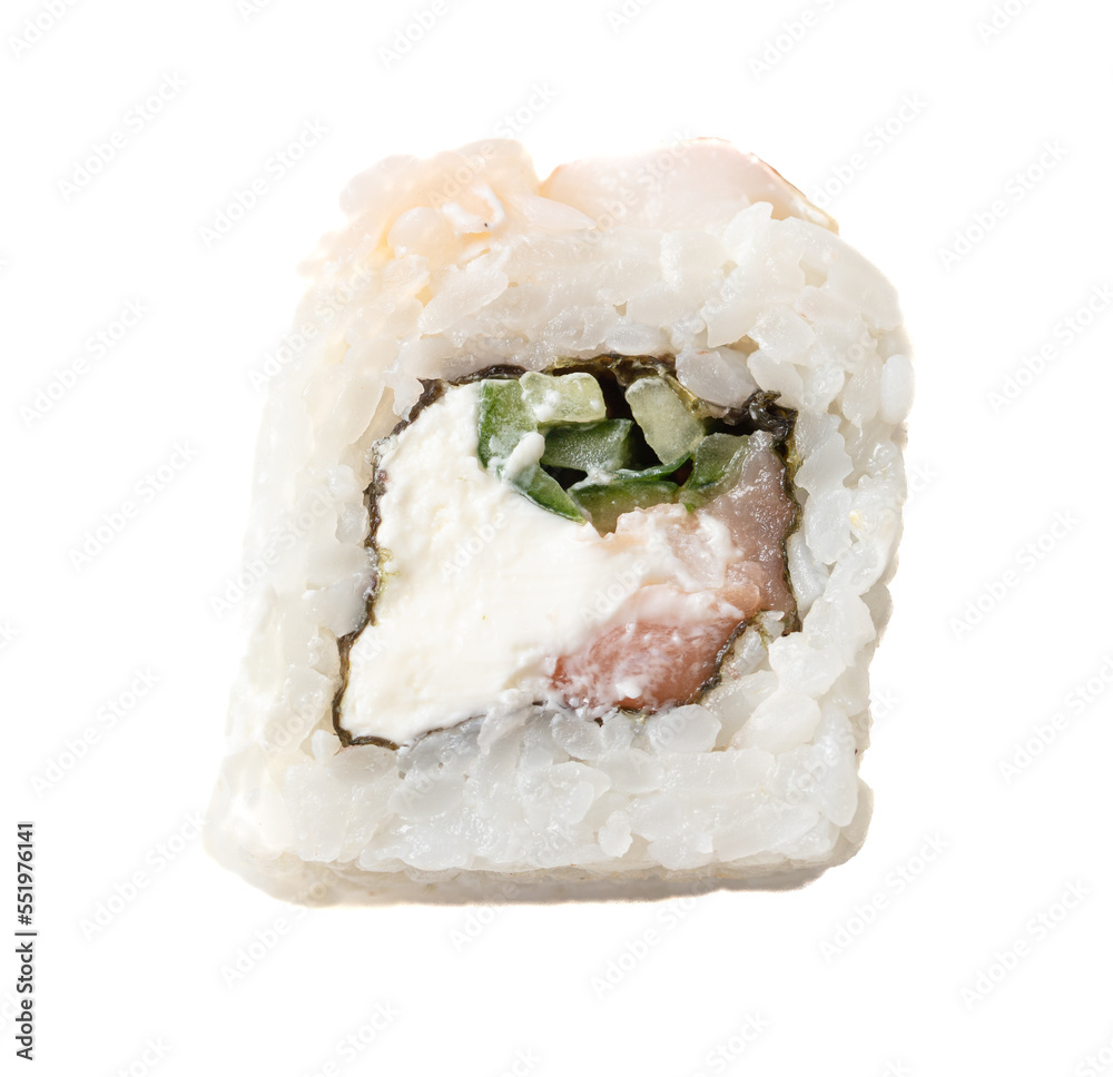 Japanese rolls isolated on white background.