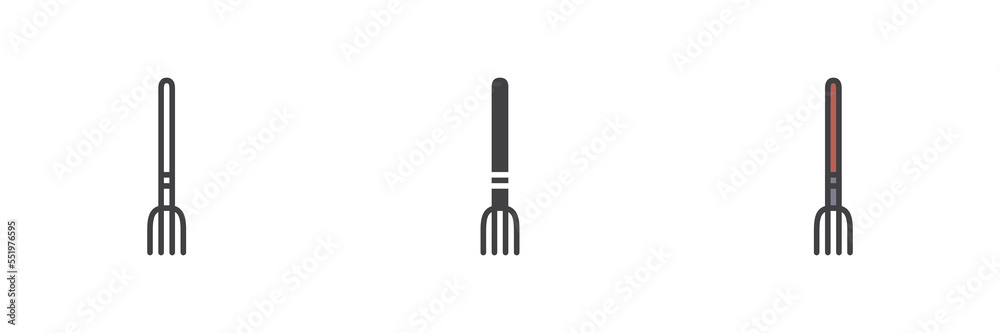 Pitchfork different style icon set Pitchfork different style icon set