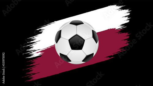 Flag of Qatar, soccer ball with flag. (ID: 551978192)