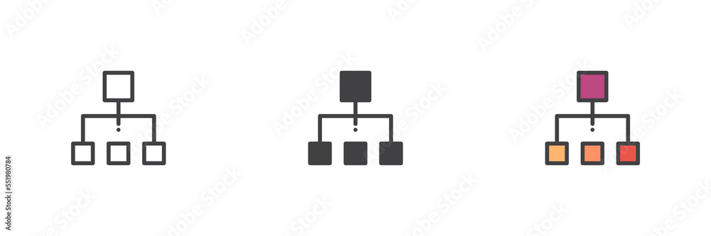Infographics flowchart different style icon set Infographics flowchart different style icon set