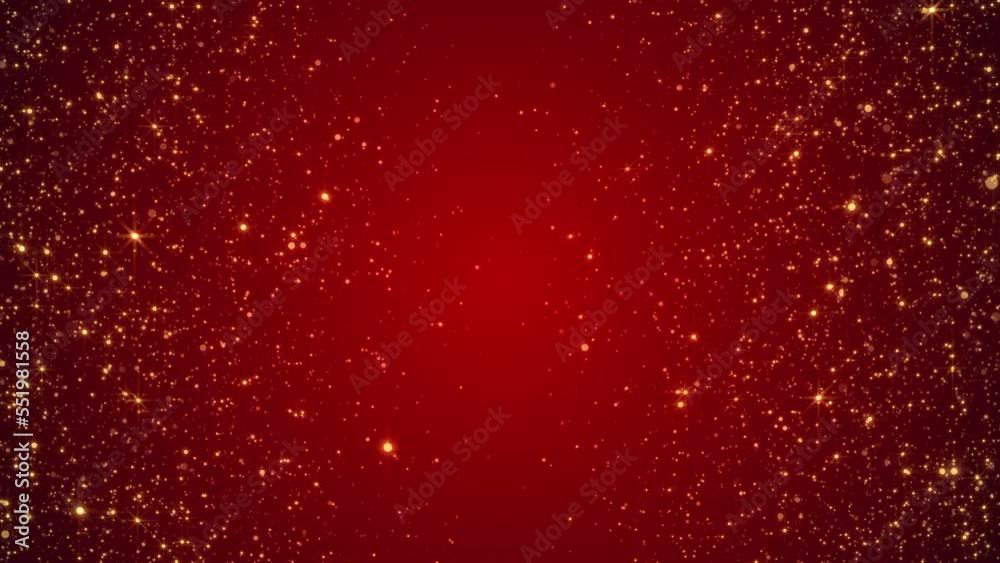 red christmas background with sparkles and particles