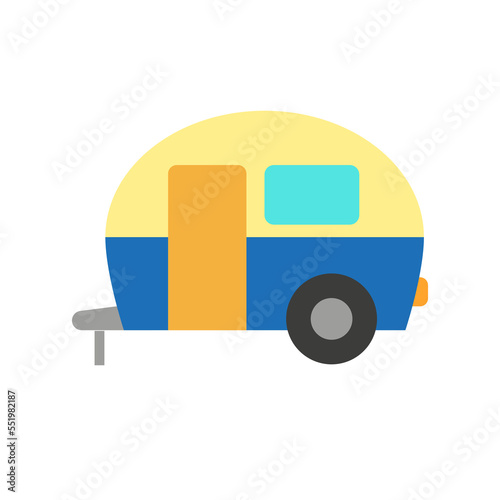 Vector illustration of a retro camper a flat style. Icon, logo design