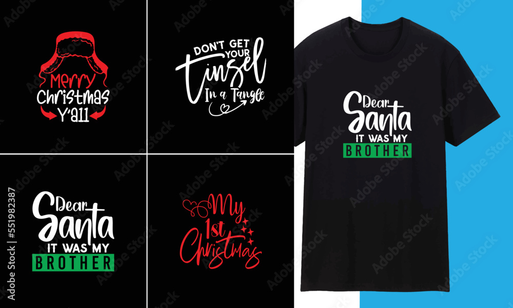 Fototapeta premium Christmas Typography Trendy Creative T shirt Design 