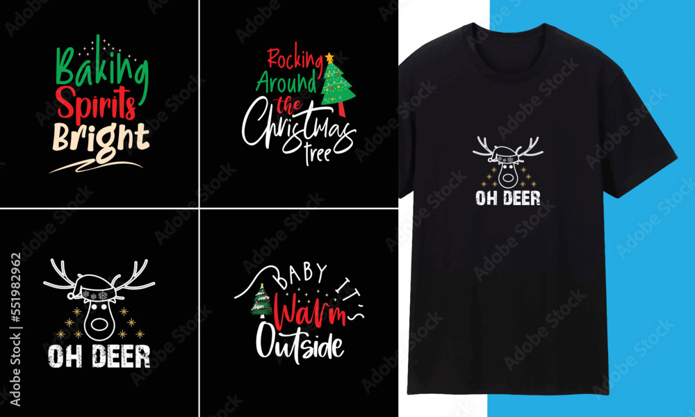 Christmas Typography Trendy Creative T shirt Design 