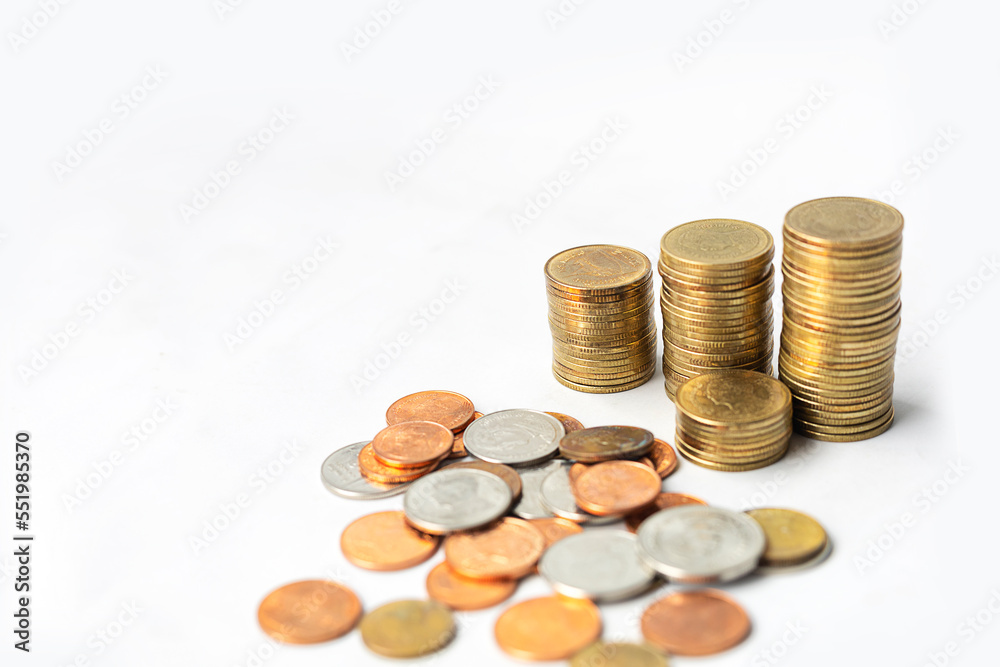 Stack of coins, money coins in a pile Stack of coins, money coins in a pile