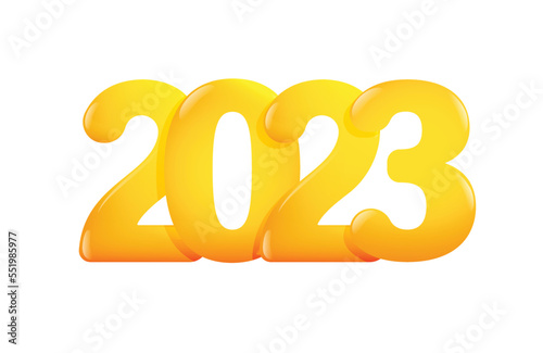 2023 glossy yellow numbers, Happy new year golden numbers vector illustration, happy 2023 celebration
