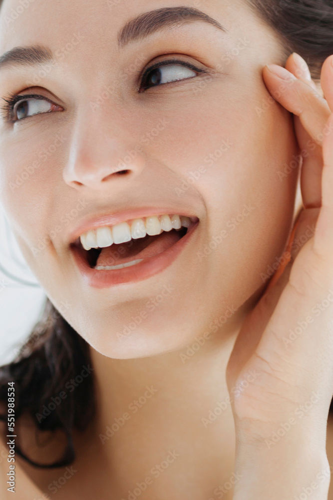 Happy young beautiful woman close up. Skin care Happy young beautiful woman close up. Skin care