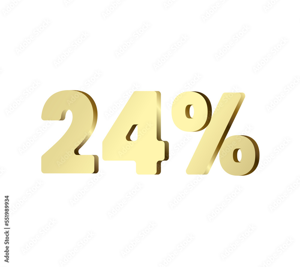 24 percent 3Ds Letter Golden, 3Ds Level Gold color, Twenty-Four 3D Percent on red color background, and can use as transparent gold 3Ds letter for levels, calculated level, vector illustration. 24 percent 3Ds Letter Golden, 3Ds Level Gold color, Twenty-Four 3D Percent on red color background, and can use as transparent gold 3Ds letter for levels, calculated level, vector illustration.