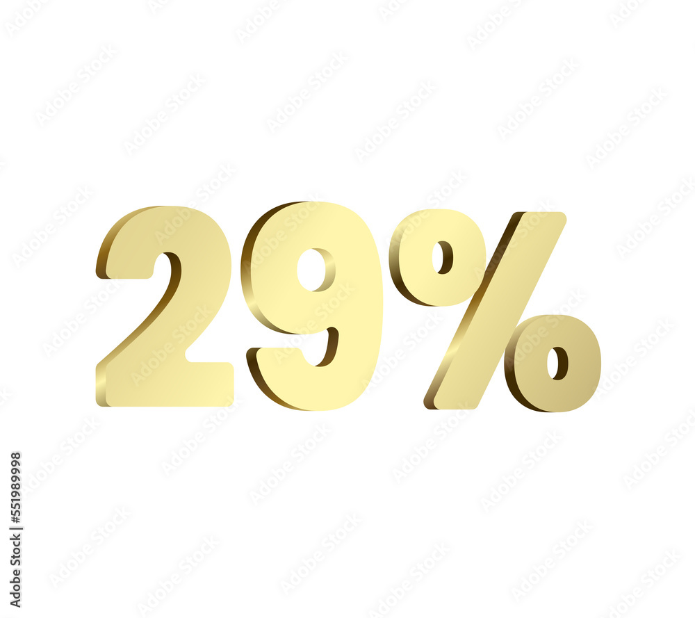29 percent 3Ds Letter Golden, 3Ds Level Gold color, Twenty-Nine 3D Percent on red color background, and can use as transparent gold 3Ds letter for levels, calculated level, vector illustration. 29 percent 3Ds Letter Golden, 3Ds Level Gold color, Twenty-Nine 3D Percent on red color background, and can use as transparent gold 3Ds letter for levels, calculated level, vector illustration.