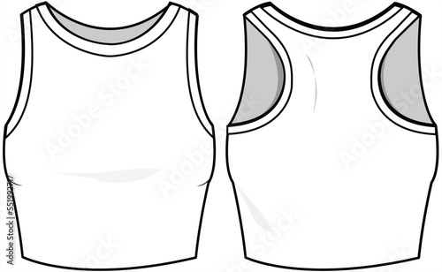 Slika na platnu Women Activewear Crop Top, Racer Back crop top Front and Back View