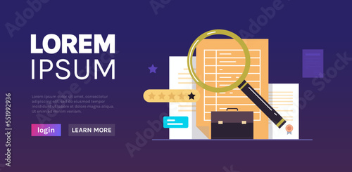 New employees job candidates recruitment hiring and hr manager choosing resume curriculum vitae concept flat vector illustration.