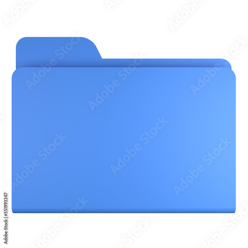 Billede på lærred 3d illustration of  blue folder icon logo with transparent background