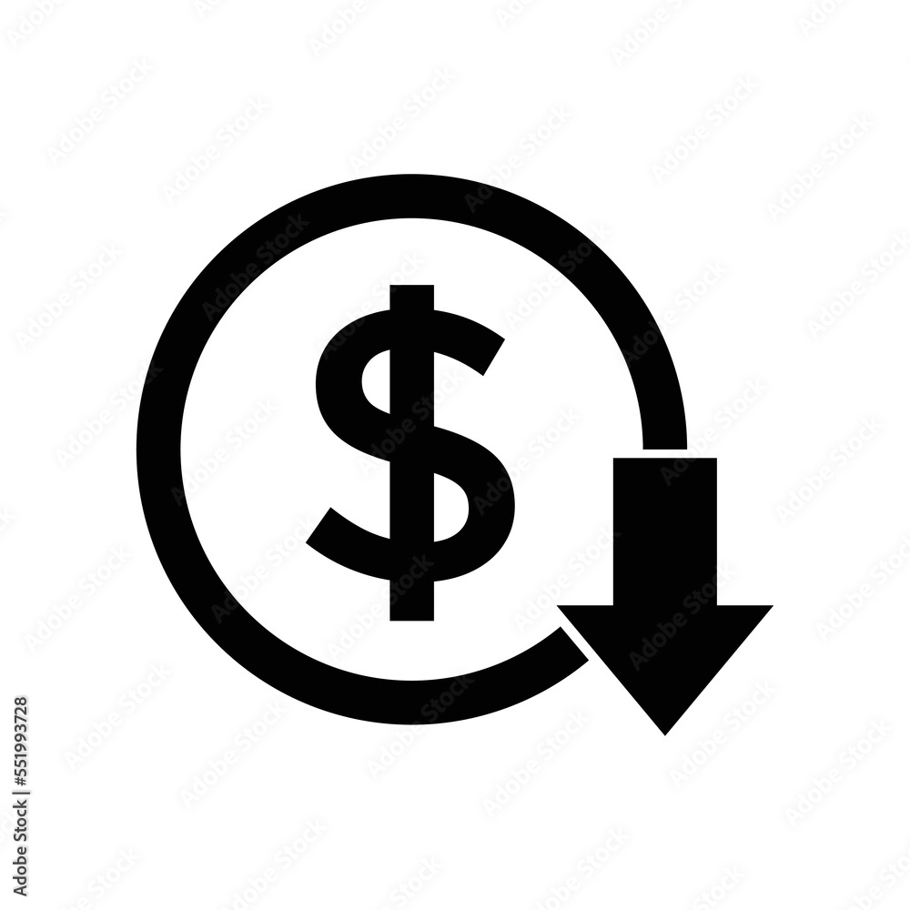 decrease icon, cost reduction icon vector symbol decrease icon, cost reduction icon vector symbol