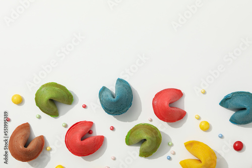 Chinese fortune cookies with prediction words, space for text
