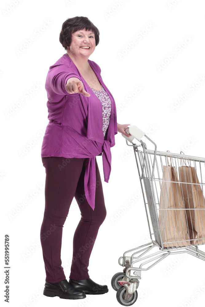 casual an elderly woman with a shopping cart. casual an elderly woman with a shopping cart.